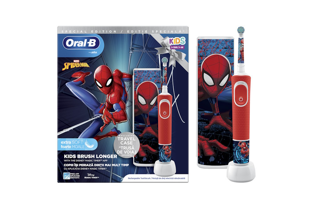 Oral B Vitality Ηλεκτρική Οδοντόβουρτσα Spiderman με θήκη μεταφοράς, Για Παιδιά 3+ Ετών