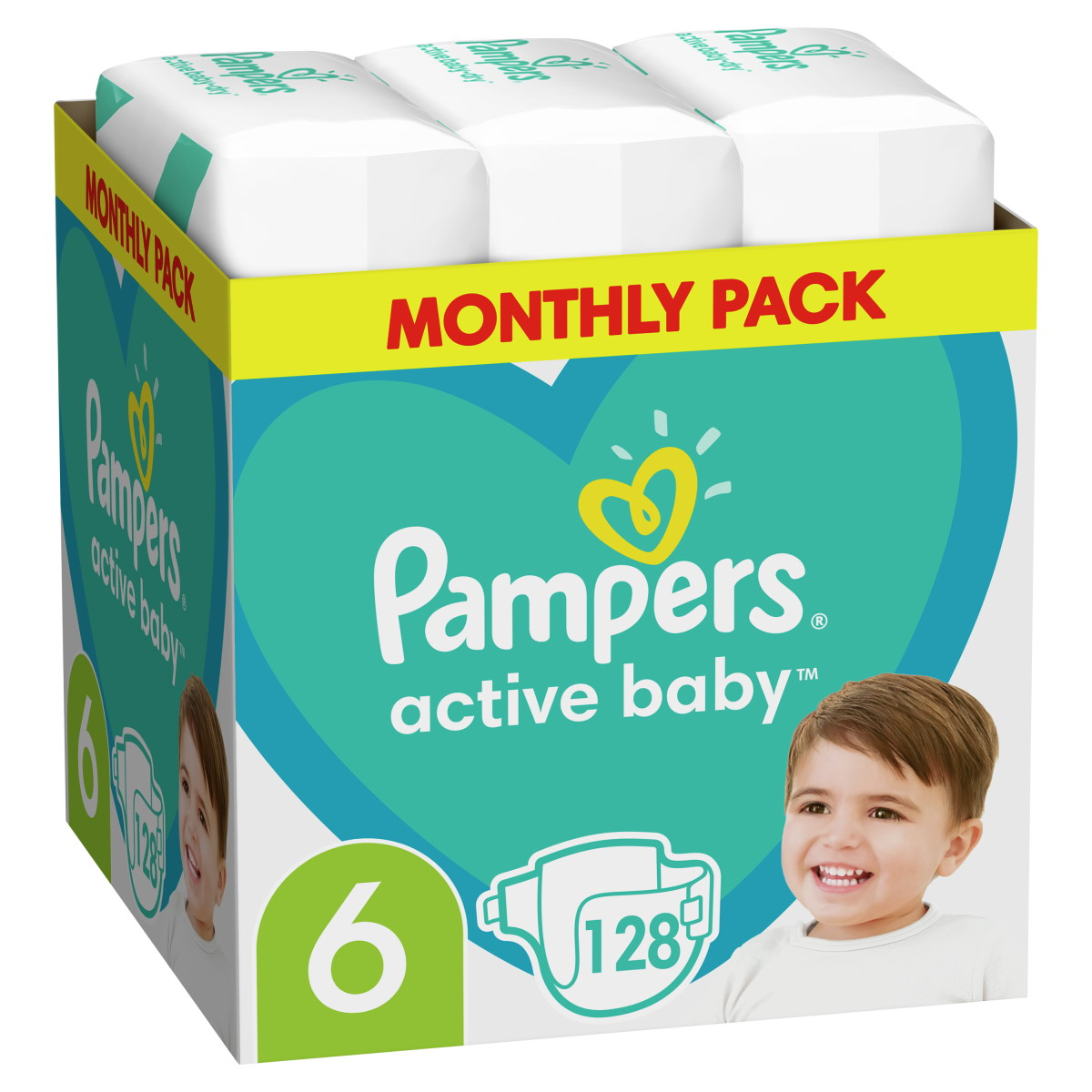 Πάνες Pampers Active Baby Νο 6 Monthly Box 128τμχ (13-18kg) 123.00134