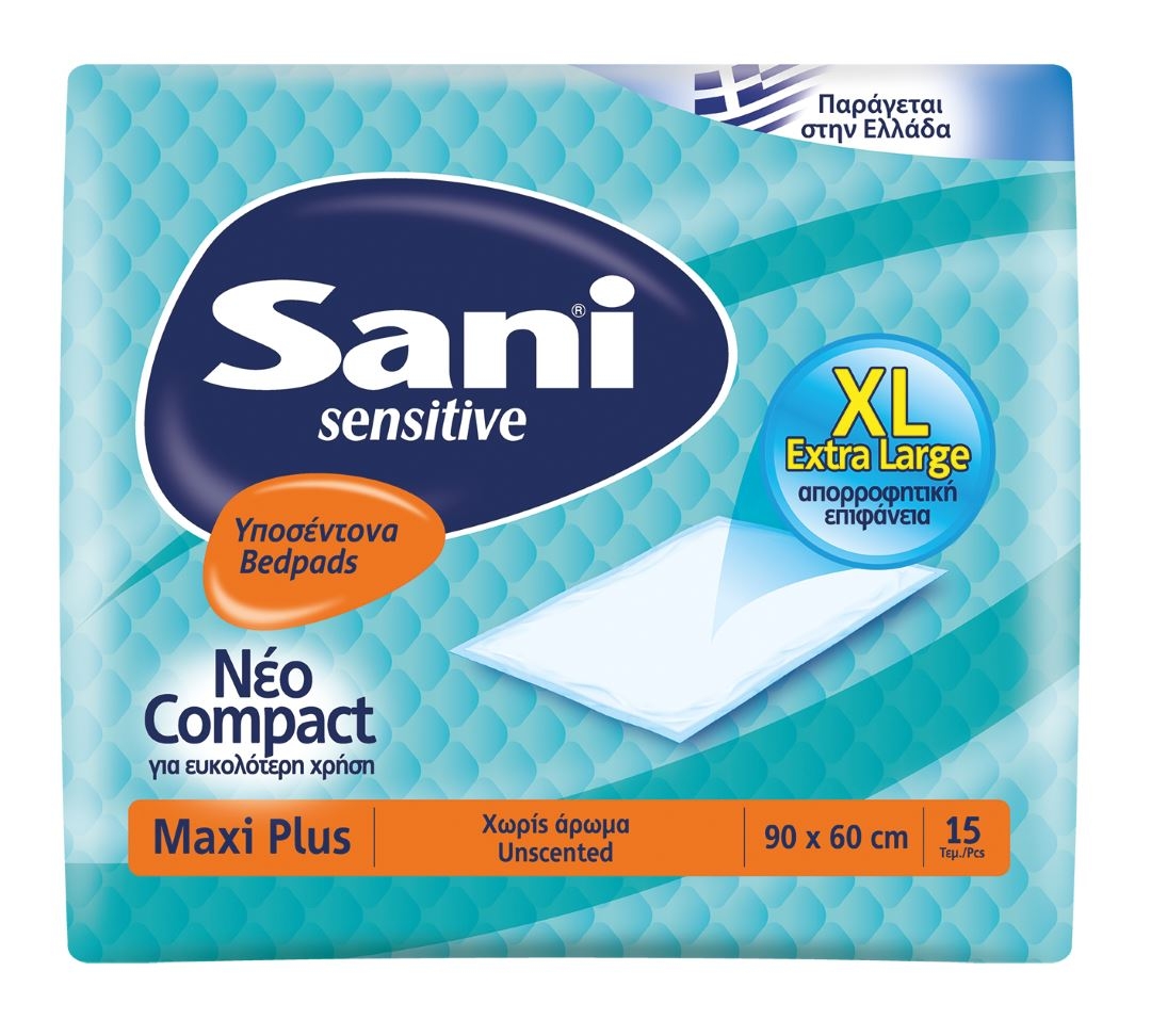 Υποσέντονα Ακράτειας Sani Sensitive Maxi Plus 15τμχ (90x60cm) Χωρίς Άρωμα 262.00009
